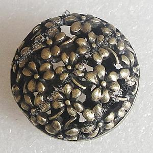 Hollow Bali Beads Zinc Alloy Jewelry Findings, 25mm Hole:2.5mm, Sold by Bag