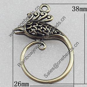 Hollow Bali Pendant Zinc Alloy Jewelry Findings, 26x38mm Hole:2.5mm, Sold by Bag