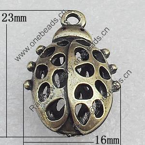 Hollow Bali Pendant Zinc Alloy Jewelry Findings, Animal 16x23mm Hole:2mm, Sold by Bag