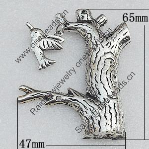 Pendants, Zinc Alloy Jewelry Findings, Tree 65x47mm Hole:2mm, Sold by Bag