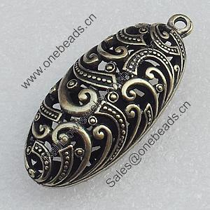Hollow Bali Pendant Zinc Alloy Jewelry Findings, 20x45mm Hole:2mm, Sold by Bag