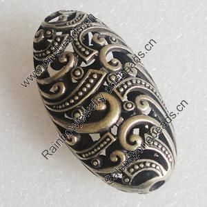 Hollow Bali Beads Zinc Alloy Jewelry Findings, 20x40mm Hole:2.5mm, Sold by Bag
