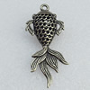 Hollow Bali Pendant Zinc Alloy Jewelry Findings, Fish 47x21mm Hole:2.5mm, Sold by Bag