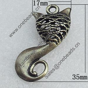 Hollow Bali Pendant Zinc Alloy Jewelry Findings, 17x35mm Hole:2.5mm, Sold by Bag