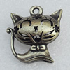 Hollow Bali Pendant Zinc Alloy Jewelry Findings, Cat 21x24mm Hole:2.5mm, Sold by Bag