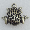 Hollow Bali Pendant Zinc Alloy Jewelry Findings, 26x23mm Hole:3mm, Sold by Bag