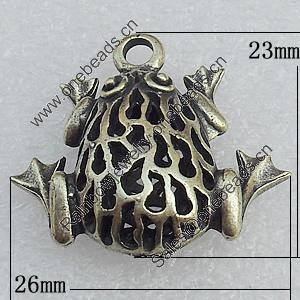 Hollow Bali Pendant Zinc Alloy Jewelry Findings, 26x23mm Hole:3mm, Sold by Bag