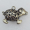 Hollow Bali Pendant Zinc Alloy Jewelry Findings, Dog 34x25mm Hole:3mm, Sold by Bag