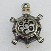 Hollow Bali Pendant Zinc Alloy Jewelry Findings, Tortoise 18x26mm Hole:2mm, Sold by Bag