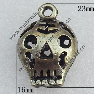 Hollow Bali Pendant Zinc Alloy Jewelry Findings, 16x23mm Hole:2mm, Sold by Bag