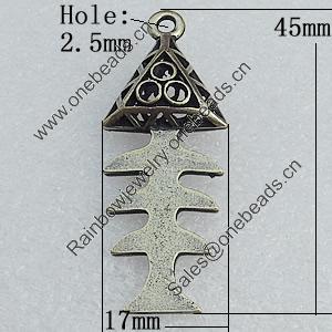 Hollow Bali Pendant Zinc Alloy Jewelry Findings, 17x45mm Hole:2.5mm, Sold by Bag