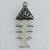 Hollow Bali Pendant Zinc Alloy Jewelry Findings, 17x45mm Hole:2.5mm, Sold by Bag