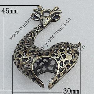Hollow Bali Pendant Zinc Alloy Jewelry Findings, 30x45mm Hole:3mm, Sold by Bag