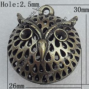 Hollow Bali Pendant Zinc Alloy Jewelry Findings, 26x30mm Hole:2.5mm, Sold by Bag