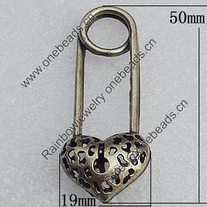 Hollow Bali Pendant Zinc Alloy Jewelry Findings, 19x50mm, Sold by Bag