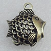 Hollow Bali Pendant Zinc Alloy Jewelry Findings, Fish 18x20mm Hole:2mm, Sold by Bag