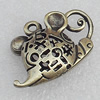 Hollow Bali Pendant Zinc Alloy Jewelry Findings, Animal Head 24x29mm Hole:2.5mm, Sold by Bag