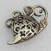 Hollow Bali Pendant Zinc Alloy Jewelry Findings, Animal Head 24x29mm Hole:2.5mm, Sold by Bag