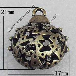 Hollow Bali Pendant Zinc Alloy Jewelry Findings, Animal 17x21mm Hole:2mm, Sold by Bag