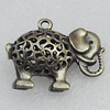 Hollow Bali Pendant Zinc Alloy Jewelry Findings, Elephant 33x26mm Hole:2.5mm, Sold by Bag