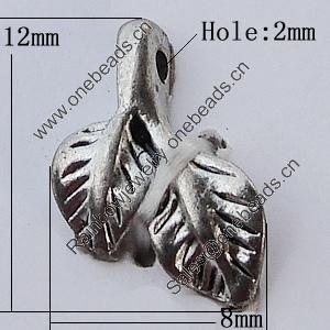 Pendants, Zinc Alloy Jewelry Findings, Leaf 8x12mm, Sold by Bag