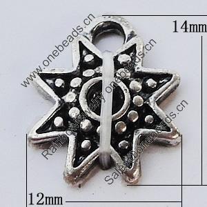 Pendants, Zinc Alloy Jewelry Findings, 12x14mm, Sold by Bag