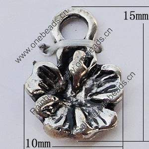 Pendants, Zinc Alloy Jewelry Findings, Flower 10x15mm, Sold by Bag