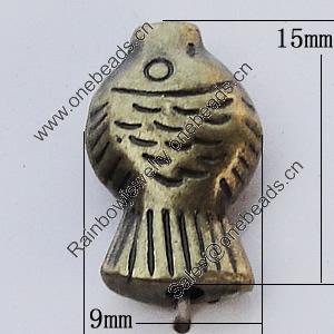 Beads, Zinc Alloy Jewelry Findings, Fish 9x15mm Hole:1mm, Sold by Bag