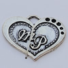 Pendants, Zinc Alloy Jewelry Findings, Heart 30x25mm, Sold by Bag