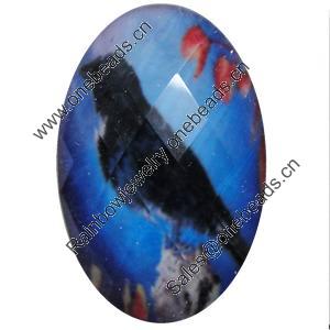 Resin Cabochons, No-Hole Jewelry findings, Faceted Oval, 20x30mm, Sold by Bag