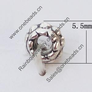 Spacer Zinc Alloy Jewelry Findings Lead-free, 5.5mm Hole:2.5mm, Sold by Bag