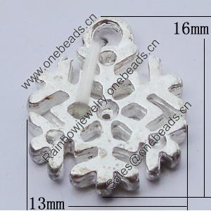 Pendants, Zinc Alloy Jewelry Findings, Snow 13x16mm Hole:2mm, Sold by Bag