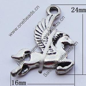 Pendants, Zinc Alloy Jewelry Findings, Horse 16x24mm Hole:2mm, Sold by Bag