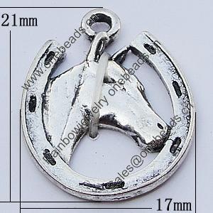 Pendants, Zinc Alloy Jewelry Findings, 17x21mm Hole:2mm, Sold by Bag