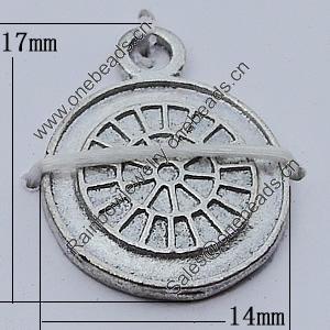 Pendants, Zinc Alloy Jewelry Findings, Flat Round 14x17mm, Sold by Bag