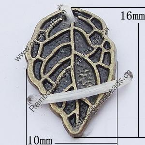 Pendants, Zinc Alloy Jewelry Findings, Leaf 10x16mm, Sold by Bag