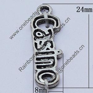 Pendants, Zinc Alloy Jewelry Findings, 8x24mm, Sold by Bag