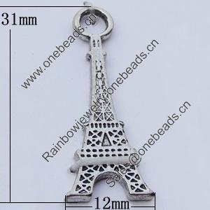 Pendants, Zinc Alloy Jewelry Findings, 12x31mm, Sold by Bag