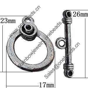 Clasps Zinc Alloy Jewelry Findings Lead-free, Loop:17x23mm Bar:26x4mm, Sold by Bag 