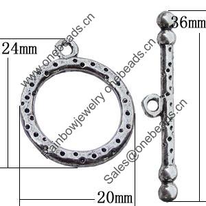 Clasps Zinc Alloy Jewelry Findings Lead-free, Loop:20x24mm Bar:36x4mm, Sold by Bag 