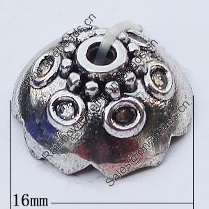 Bead Caps Zinc Alloy Jewelry Findings Lead-free, 16mm Hole:2mm, Sold by Bag