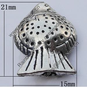 Beads, Zinc Alloy Jewelry Findings, Fish 15x21mm Hole:3mm, Sold by Bag