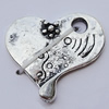Pendants, Zinc Alloy Jewelry Findings, Heart 18x18mm, Sold by Bag