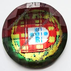 Resin Cabochons, No-Hole Jewelry findings, Faceted Round, 30mm, Sold by Bag