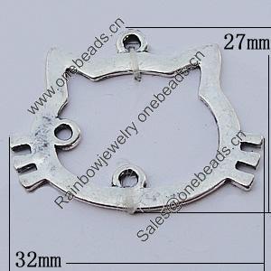 Pendants, Zinc Alloy Jewelry Findings, Cat 32x27mm, Sold by Bag