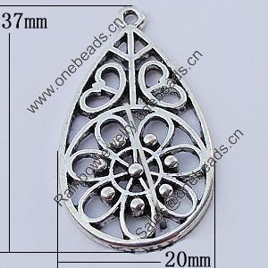 Pendants, Zinc Alloy Jewelry Findings, Teardrop 20x37mm, Sold by Bag