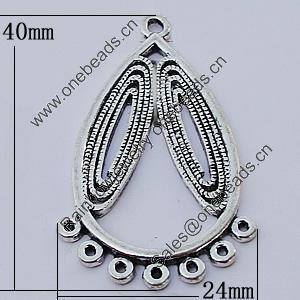 Connectors, Zinc Alloy Jewelry Findings, 24x40mm, Sold by Bag