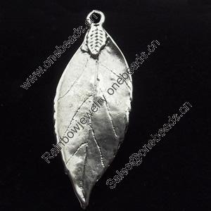 Pendant, Zinc Alloy Jewelry Findings, Leaf, 13x35mm, Sold by Bag