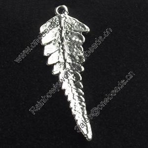 Pendant, Zinc Alloy Jewelry Findings, Leaf, 13x36mm, Sold by Bag