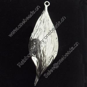 Pendant, Zinc Alloy Jewelry Findings, Leaf, 16x49mm, Sold by Bag